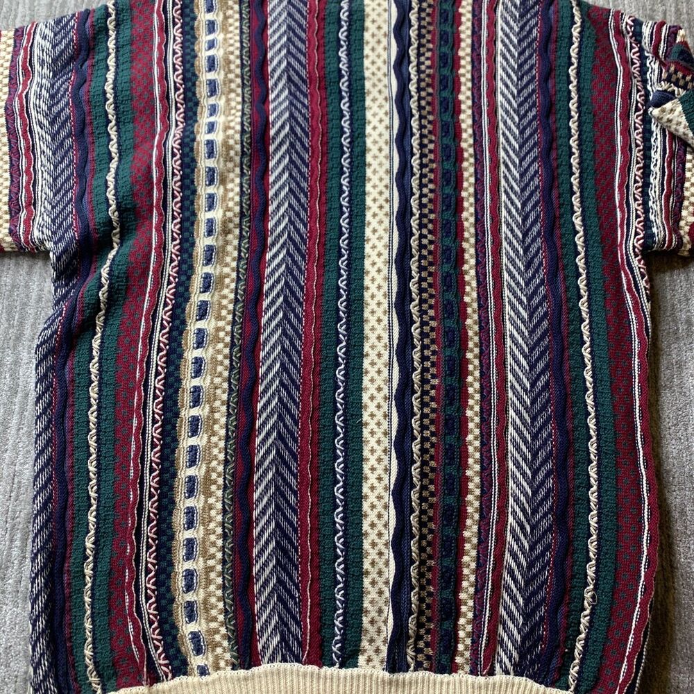 Cotton Traders Knit Sweater Large Tall Coogi Style 3D Textured Vintage 80's Mens - Picture 12 of 15